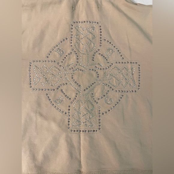 BCBGMaxAzria Tan Zip-Up Rhinestone Track Jacket - Size Medium - Picture 6 of 9